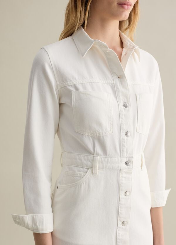 Ovs Abito Chemisier In Denim Con Bottoni