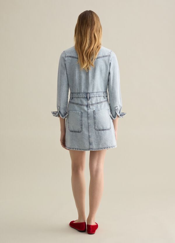 Ovs Abito Chemisier In Denim Con Bottoni