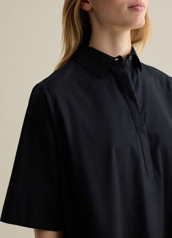 Ovs Abito Chemisier Nero In Popeline