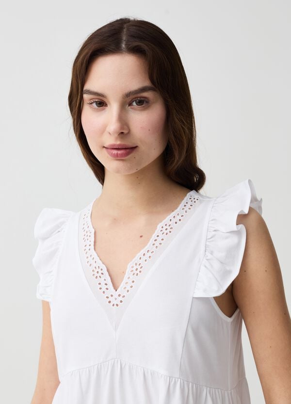 Ovs Abito Corto A Balze Con Dettagli In Sangallo