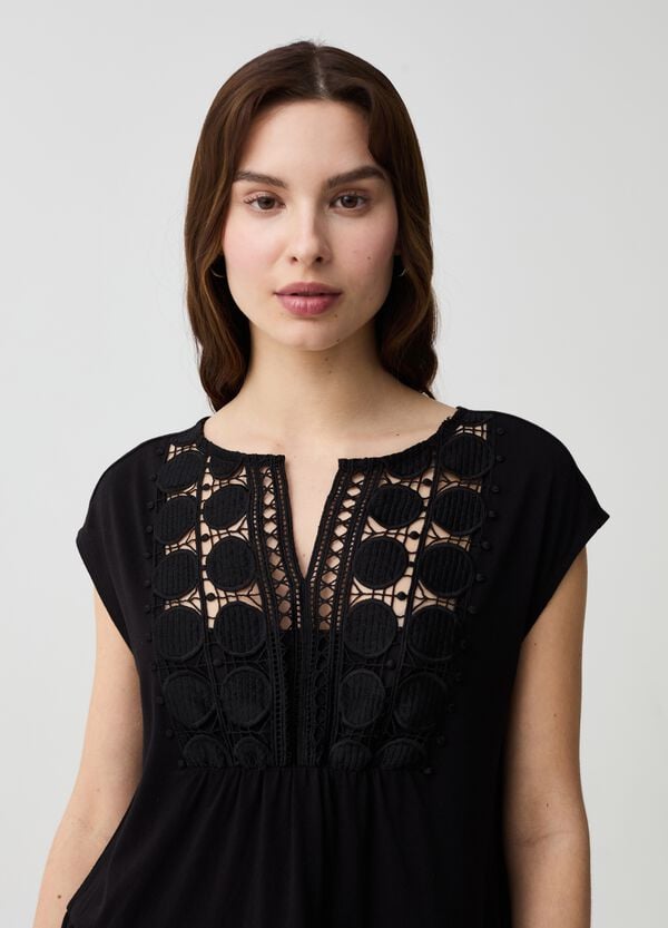 Ovs Abito Corto Con Inserto In Pizzo