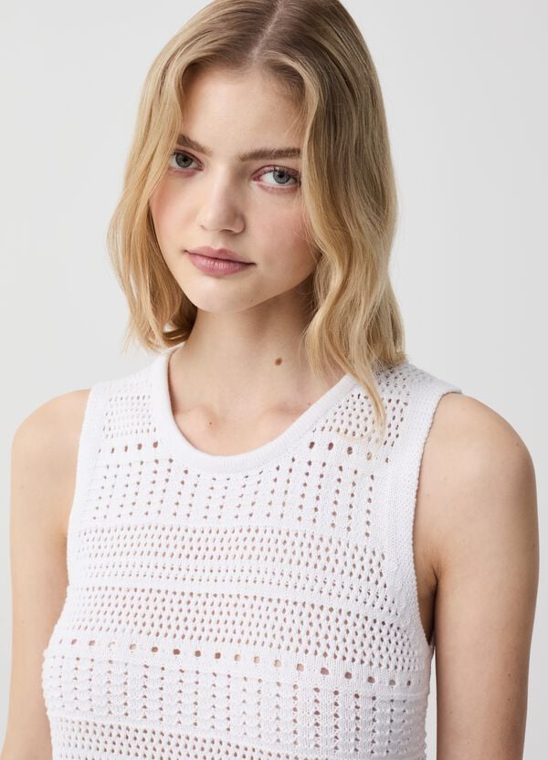 Ovs Abito Corto In Cotone Crochet