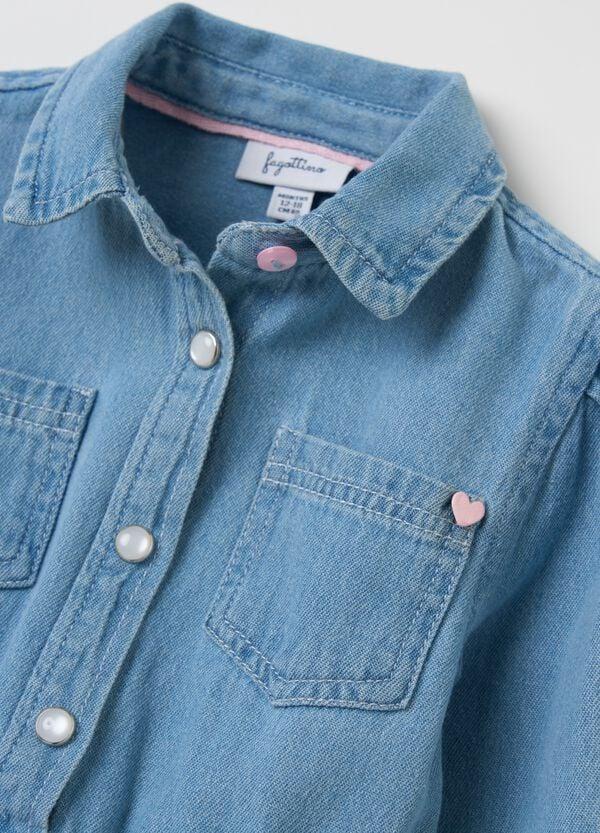 Ovs Abito In Denim Con Gonna Plissé