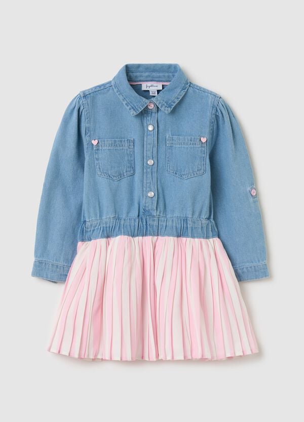 Ovs Abito in denim con gonna plissé