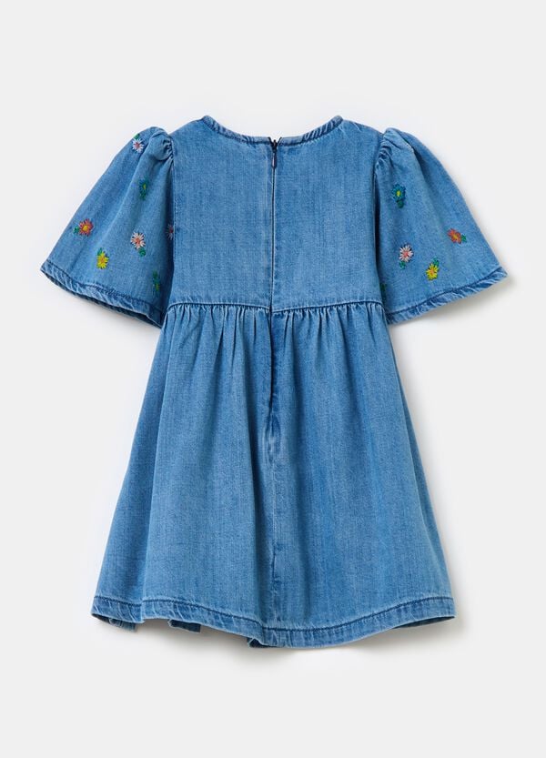 Ovs Abito In Denim Con Ricamo Fiorellini