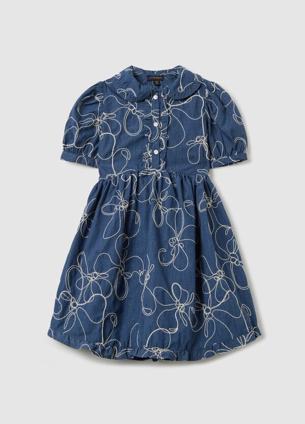 Ovs Abito in denim con ricamo floreale