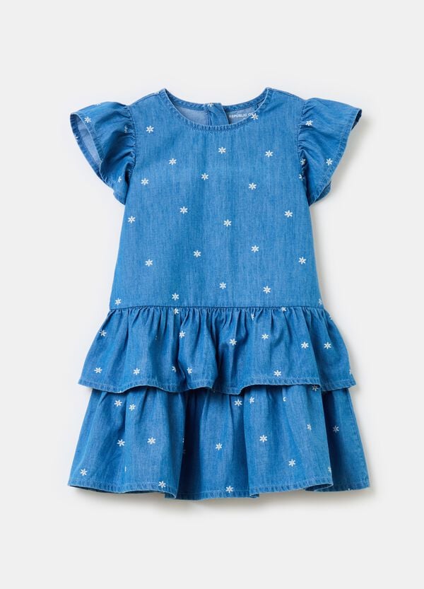 Ovs Abito in denim con stampa fiorellini