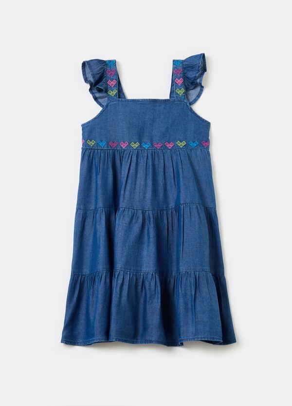 Ovs Abito in Lyocell con ricamo cuori