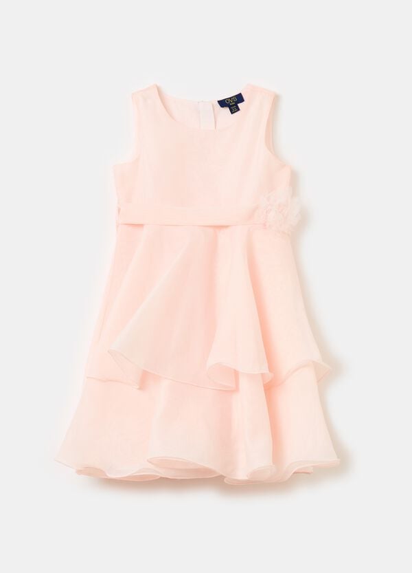 Ovs Abito in organza a balze con fiore