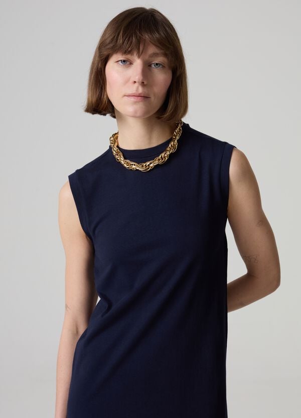 Ovs Abito Midi Smanicato In Cotone