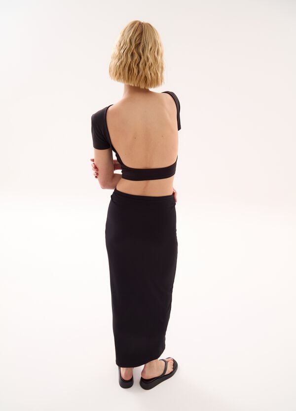 Ovs Backless T-shirt Crop Black