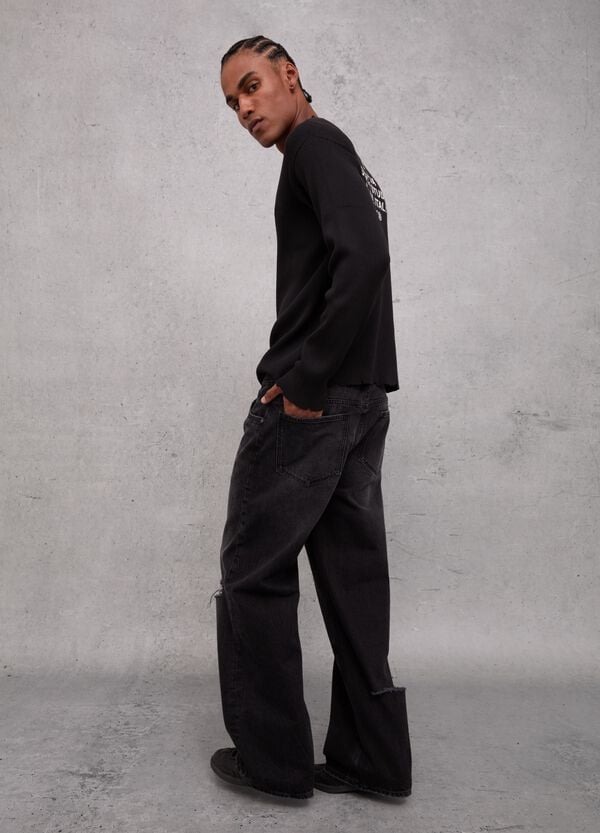 Ovs Baggy Denim Washed Black
