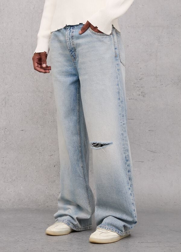Ovs Baggy Denim Washed Light Blue