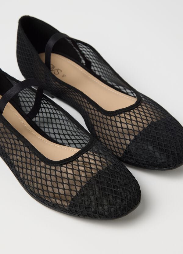 Ovs Ballerine Nere In Mesh Con Cinturino