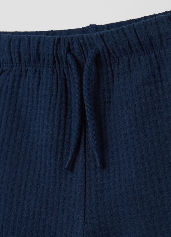 Ovs Bermuda Blu Con Coulisse Trama Waffle