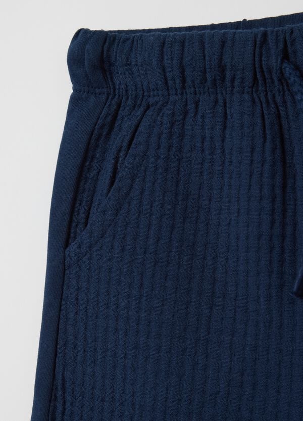 Ovs Bermuda Blu Con Coulisse Trama Waffle
