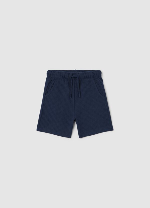 Ovs Bermuda blu con coulisse trama waffle