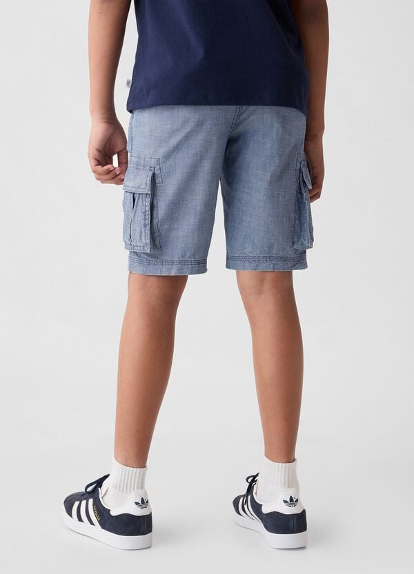Ovs Bermuda Cargo In Cotone Chambray