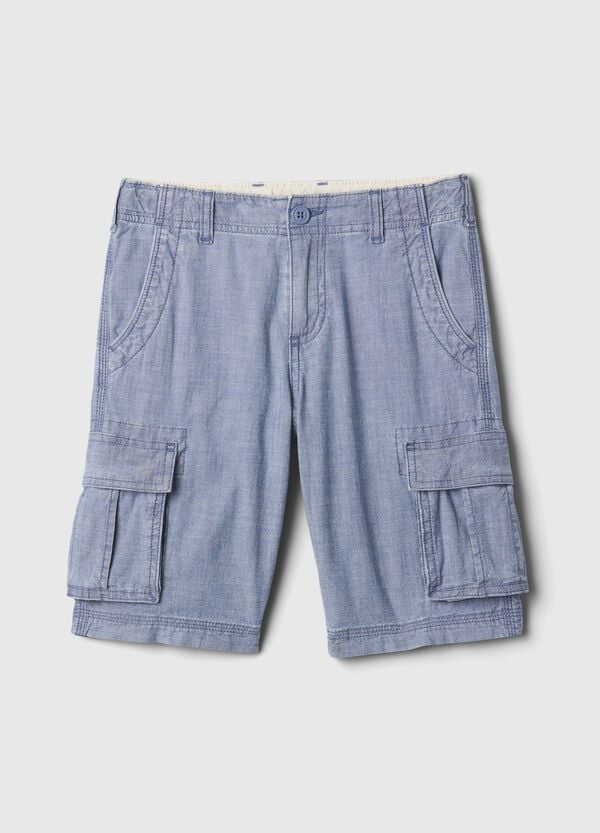 Ovs Bermuda Cargo In Cotone Chambray