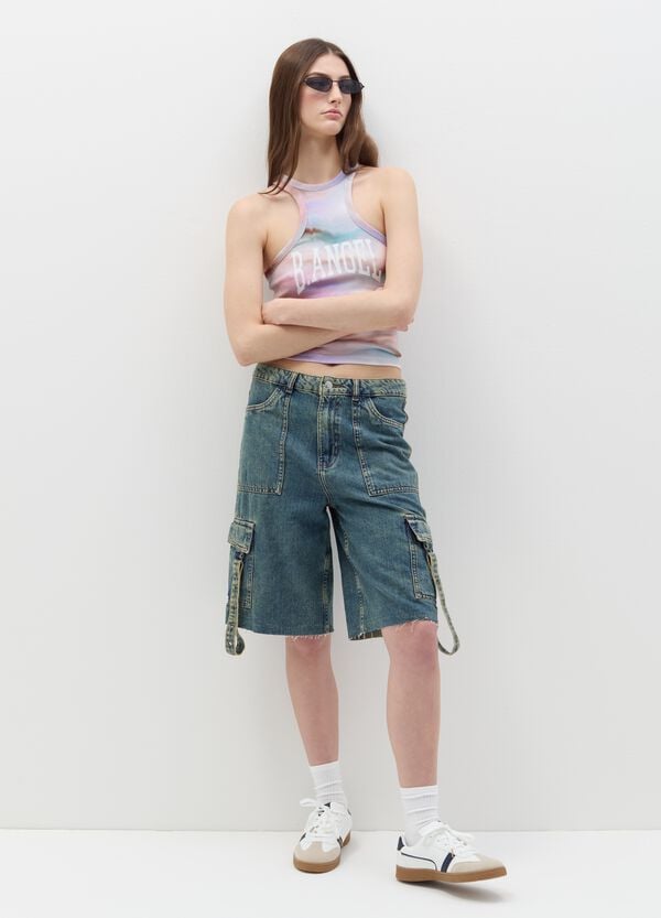 Ovs Bermuda cargo in denim B.ANGEL X MARE FUORI