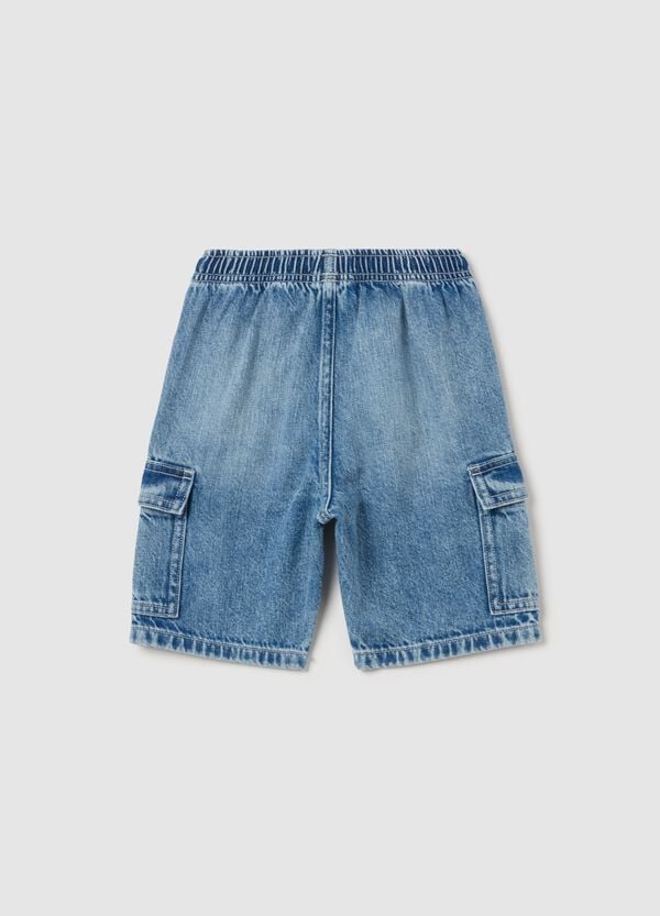 Ovs Bermuda Cargo In Denim Con Coulisse