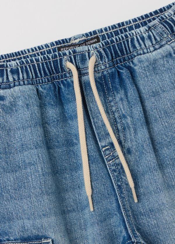Ovs Bermuda Cargo In Denim Con Coulisse