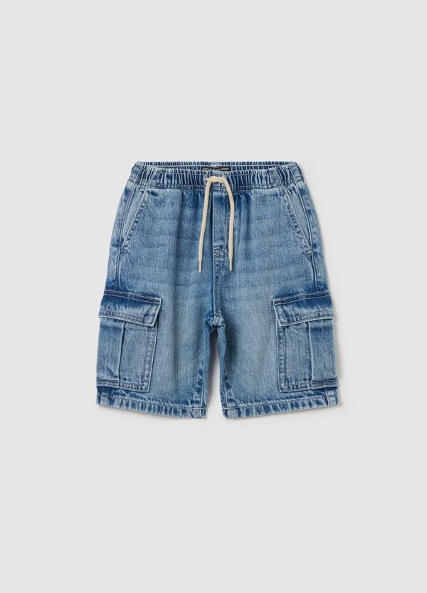 Ovs Bermuda cargo in denim con coulisse