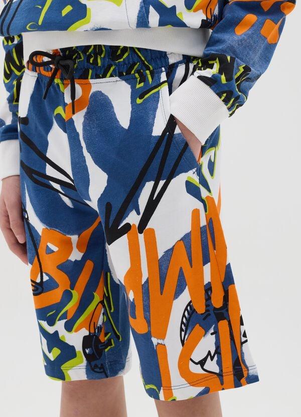 Ovs Bermuda Con Coulisse E Stampa Stile Graffiti