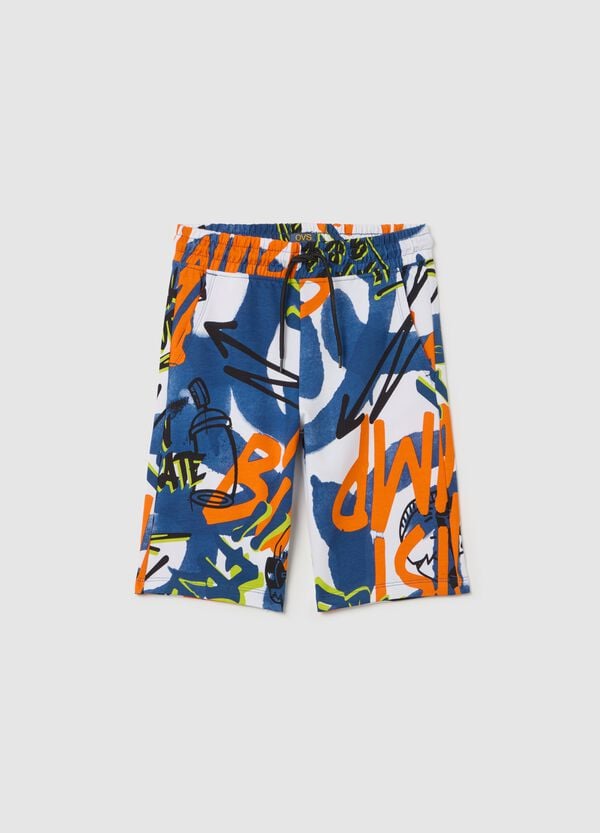 Ovs Bermuda Con Coulisse E Stampa Stile Graffiti