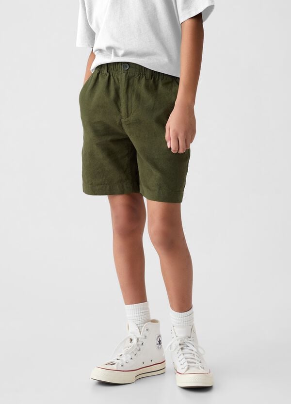 Ovs Bermuda In Lino E Viscosa Con Vita Stretch