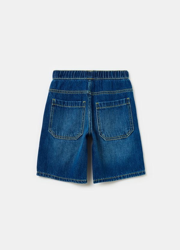 Ovs Bermuda Jogger In Denim Con Coulisse