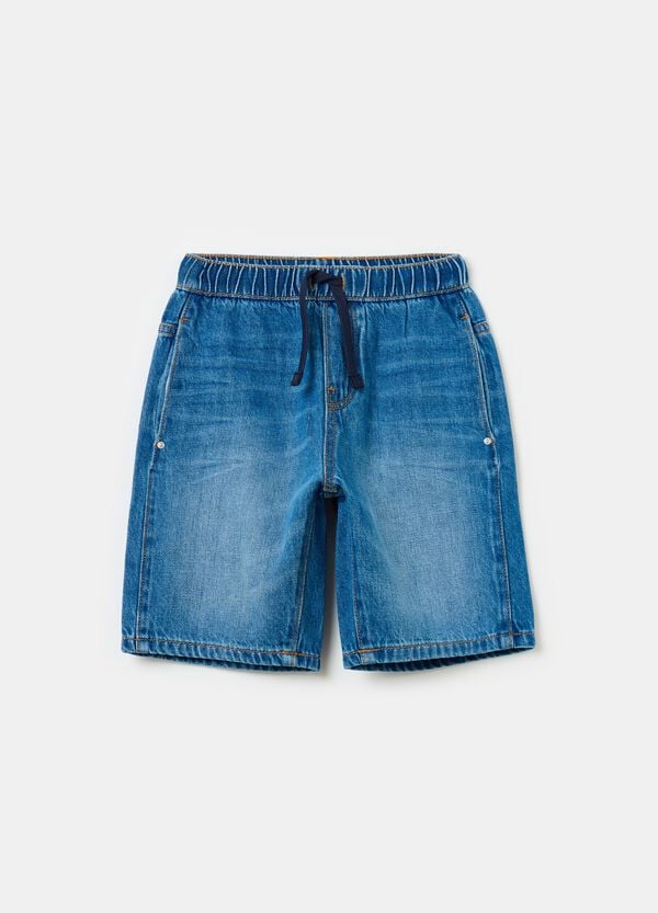 Ovs Bermuda jogger in denim con coulisse