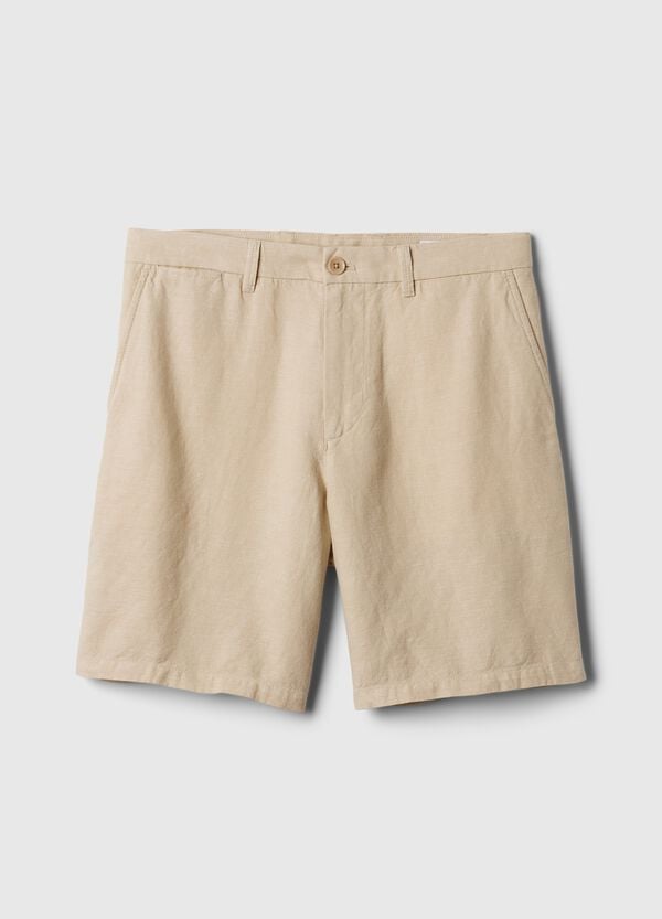 Ovs Bermuda Relaxed Fit In Lino E Cotone