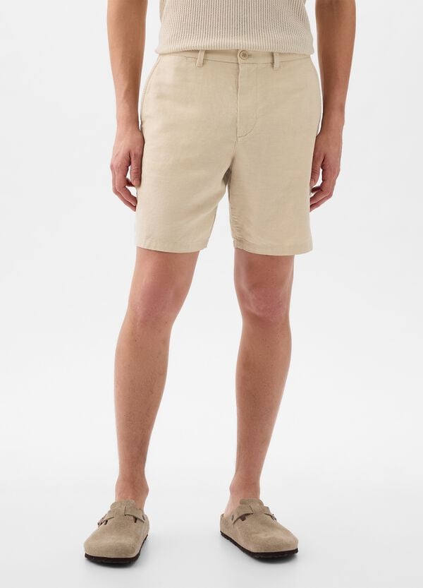 Ovs Bermuda Relaxed Fit In Lino E Cotone