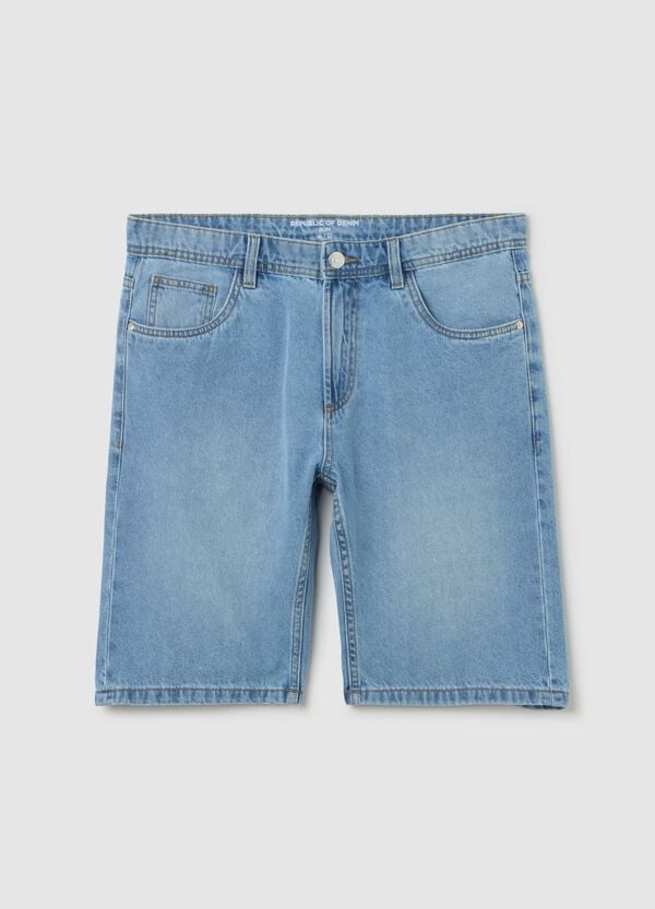 Ovs Bermuda slim fit in denim azzurro