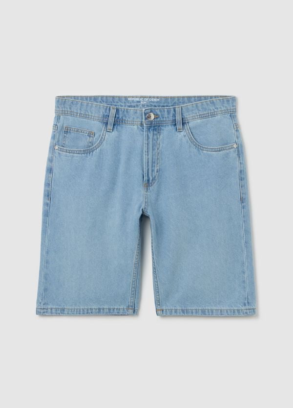 Ovs Bermuda slim fit in denim celeste