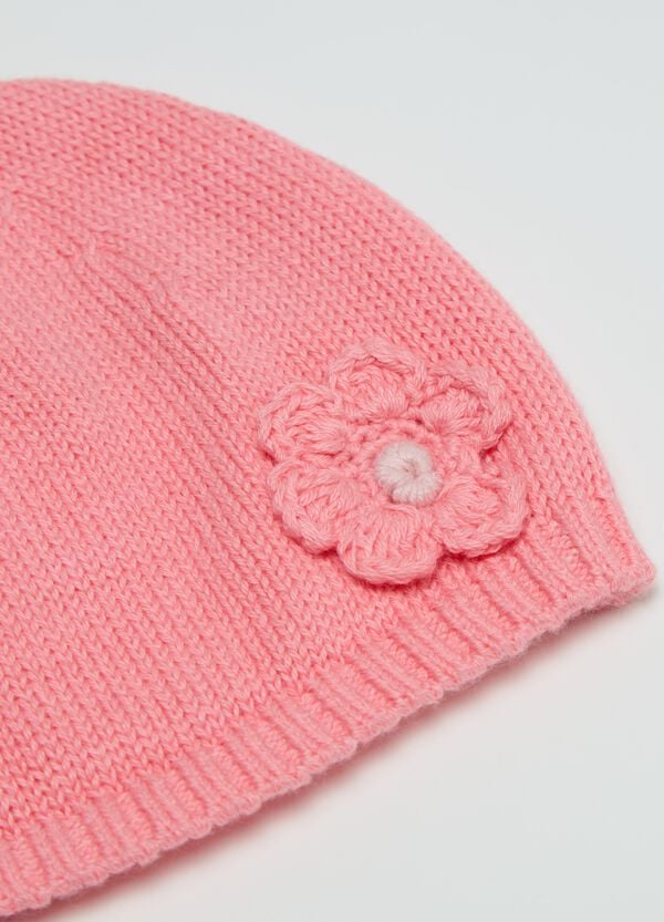 Ovs Berretto In Cotone Con Fiore Crochet