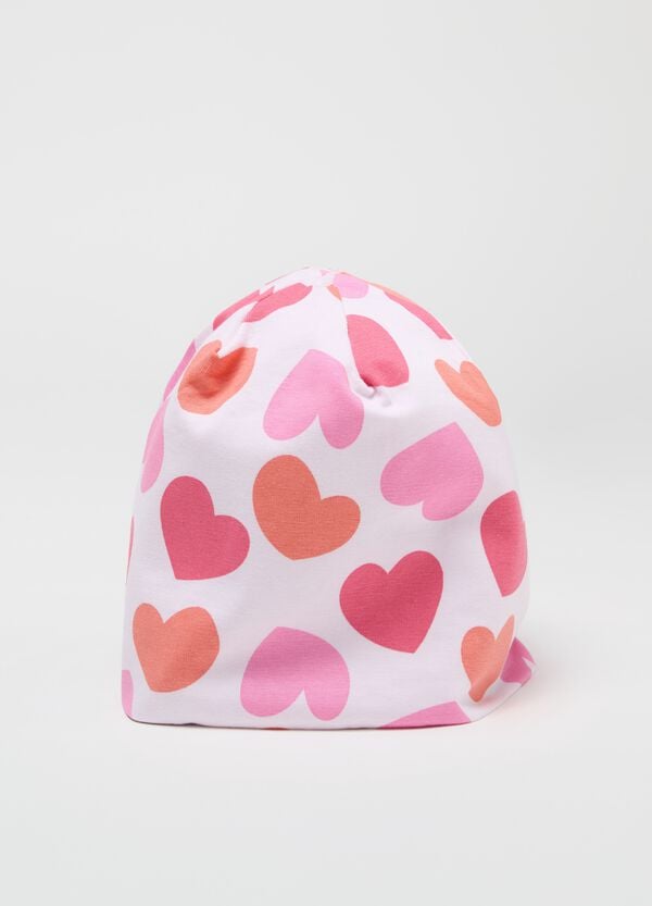 Ovs Berretto In French Terry Con Stampa Cuori