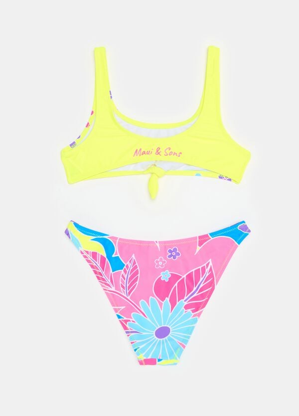 Ovs Bikini Floreale Con Nodo E Stampa Logo