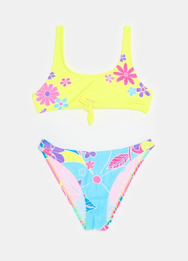 Ovs Bikini floreale con nodo e stampa logo
