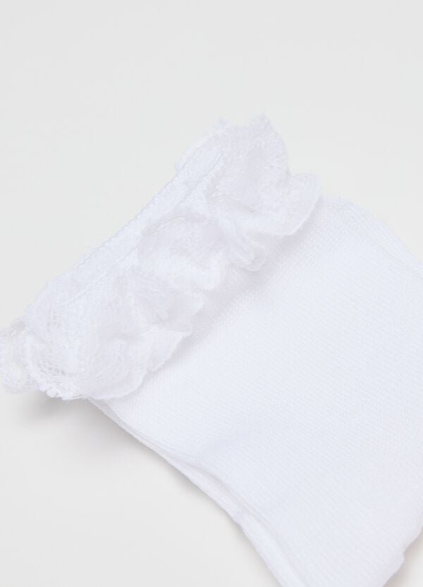 Ovs Bipack Calze Corte Con Pizzo Bianco