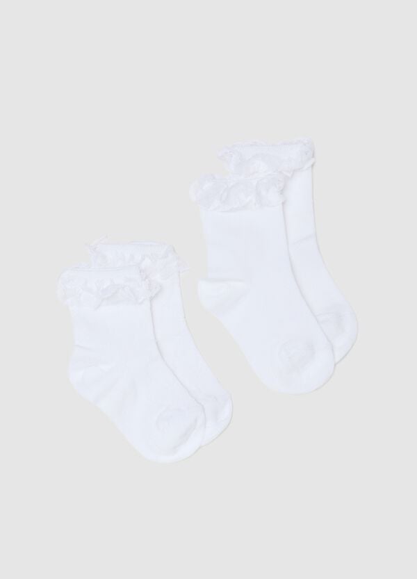 Ovs Bipack calze corte con pizzo bianco