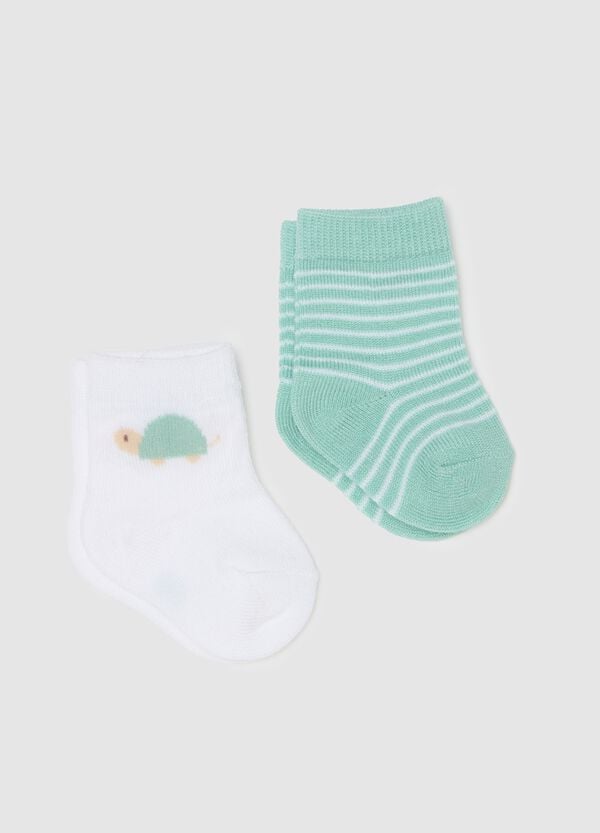 Ovs Bipack calze corte disegno righe e tartaruga