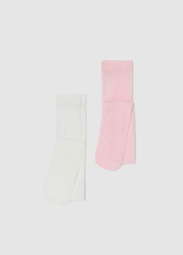 Ovs Bipack collant in microfibra bianco rosa