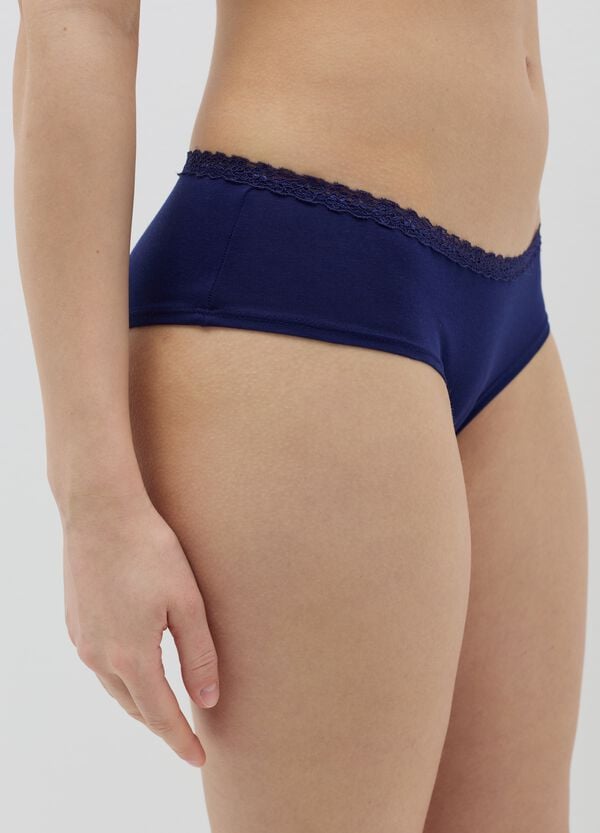 Ovs Bipack Culotte In Cotone Stretch Con Pizzo