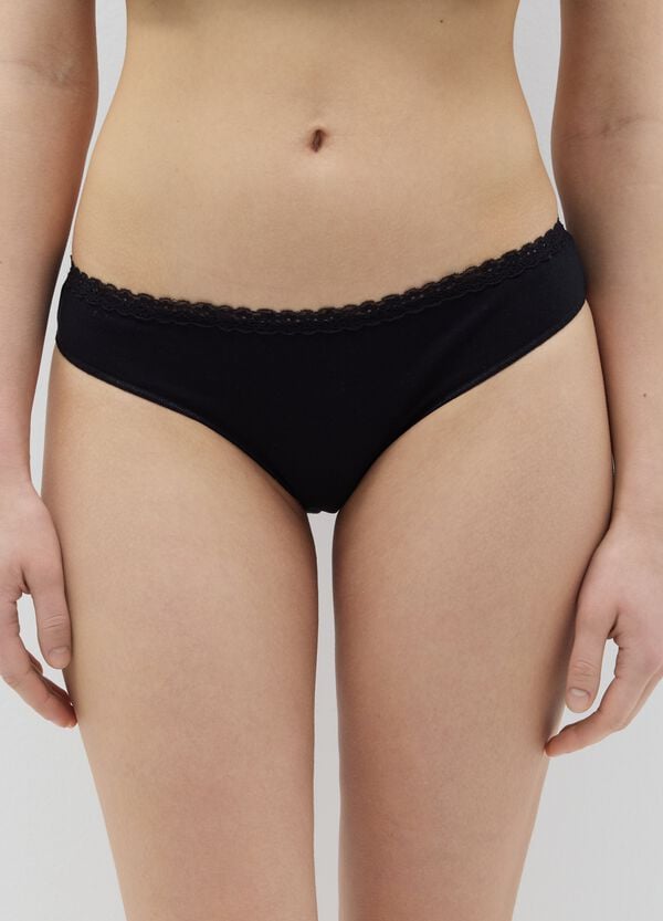 Ovs Bipack Slip In Cotone Stretch Con Pizzo