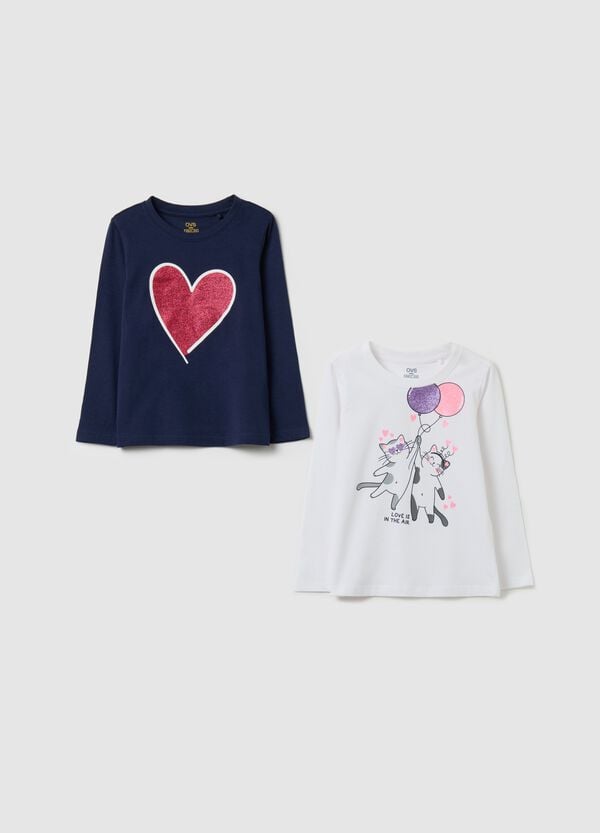 Ovs Bipack t-shirt a maniche lunghe con stampa