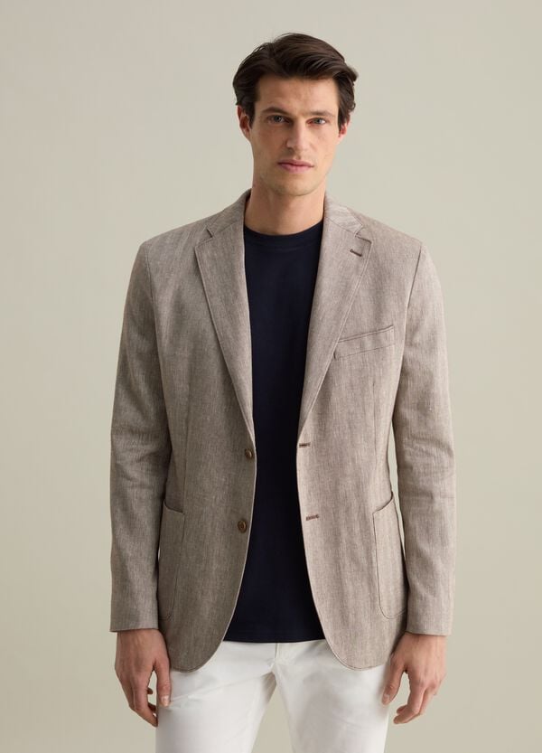 Ovs Blazer A Spina Di Pesce In Lino E Cotone