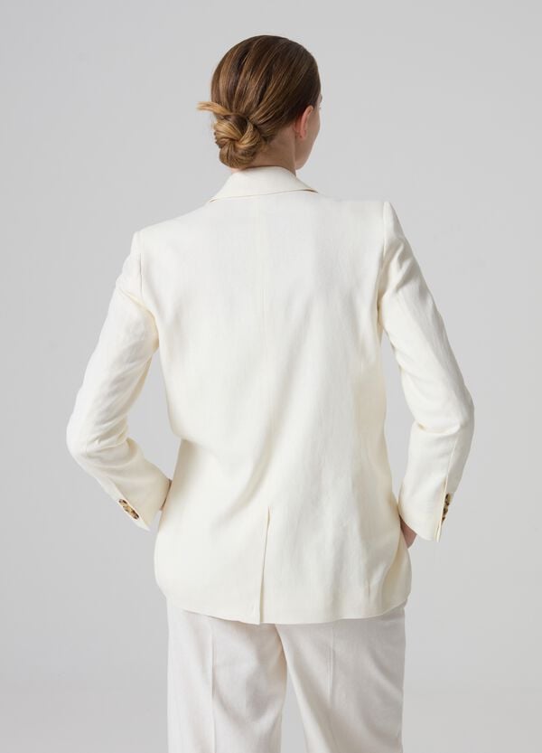 Ovs Blazer Doppiopetto In Lino E Viscosa