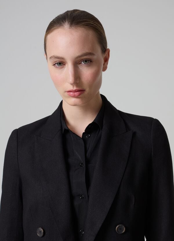 Ovs Blazer Doppiopetto In Lino E Viscosa PIOMBO